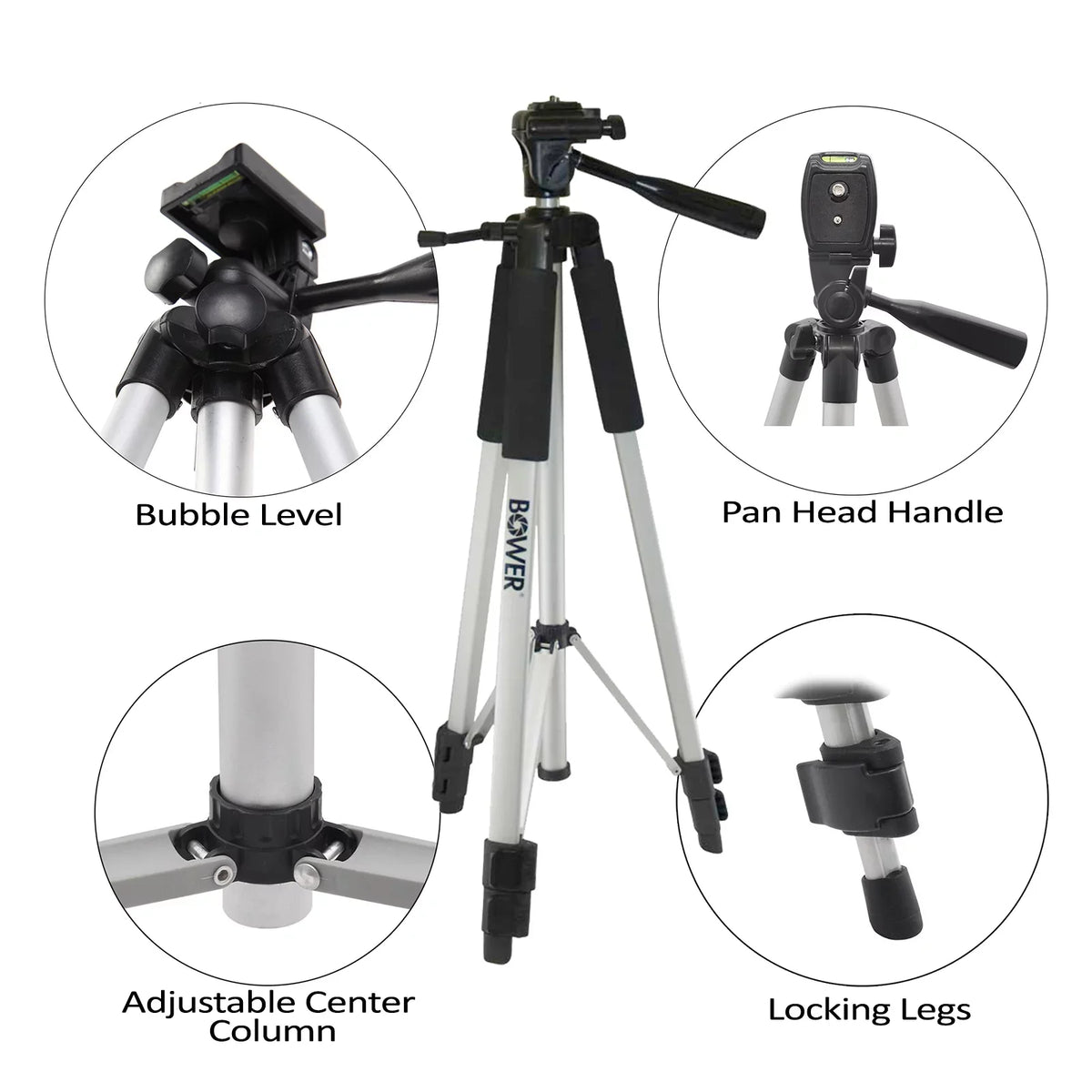 UltraPro 59" Inch Full-Size Aluminum Camera Tripod with Universal Smartphone Mount + Remote Control Compatible with iPhone/Android Cell Phone, Includes UltraPro Bonus Microfiber Cleaning Cloth