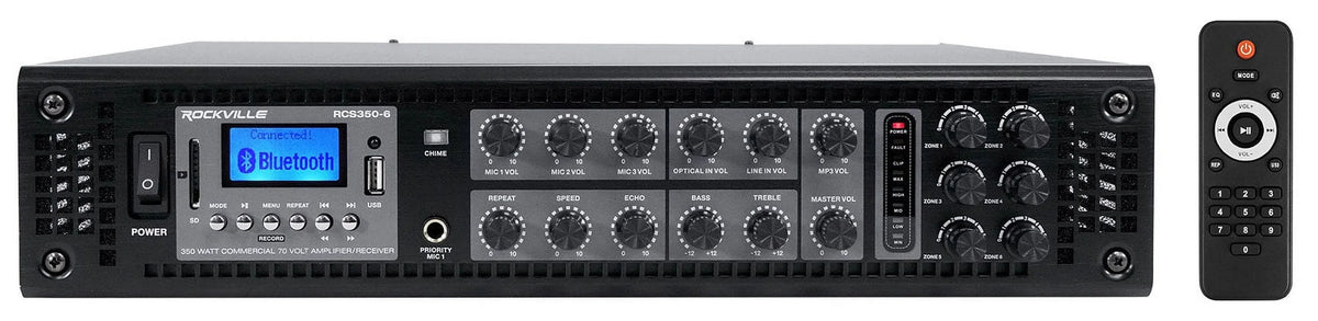 (12)  COL600- 24" Black 70V Commercial Column Wall Mount Array Speakers+Amp