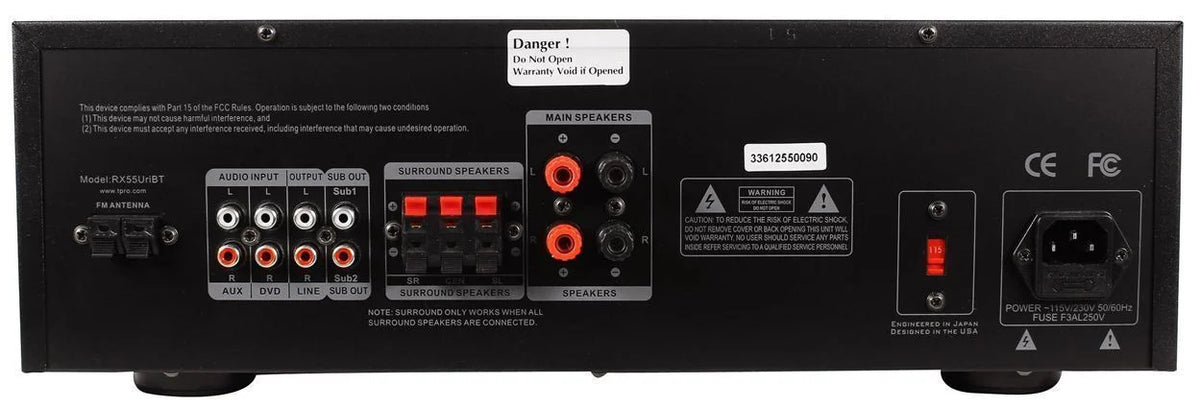 Technical Pro RX55URIBT Home Theater Bluetooth Receiver+4) 6.5" Ceiling Speakers