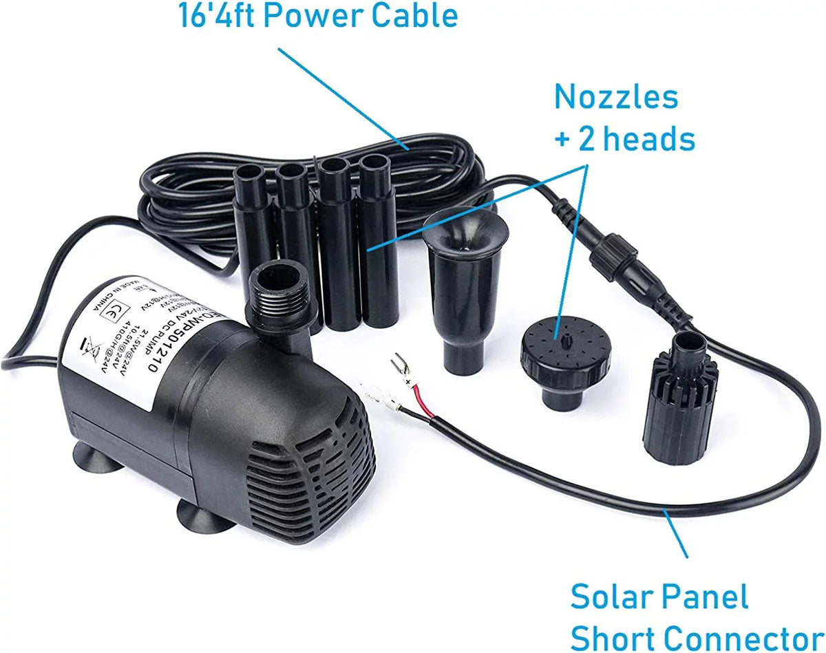 12V - 24V  Brushless Submersible Water Pump, 410GPH, for Solar Fountain, Fish Pond, and Aquarium 410GpH 1 Pack