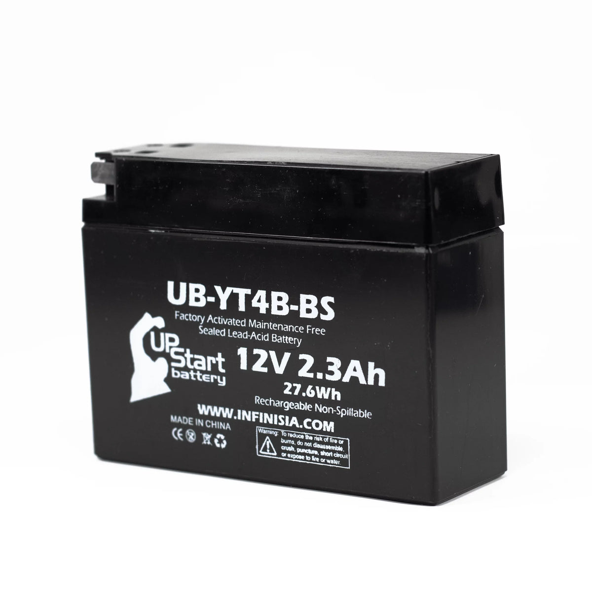 5-Pack UpStart Battery Replacement for 2005 Yamaha SR400 400CC Factory Activated, Maintenance Free, Motorcycle Battery - 12V, 2.3Ah, -YT4B-