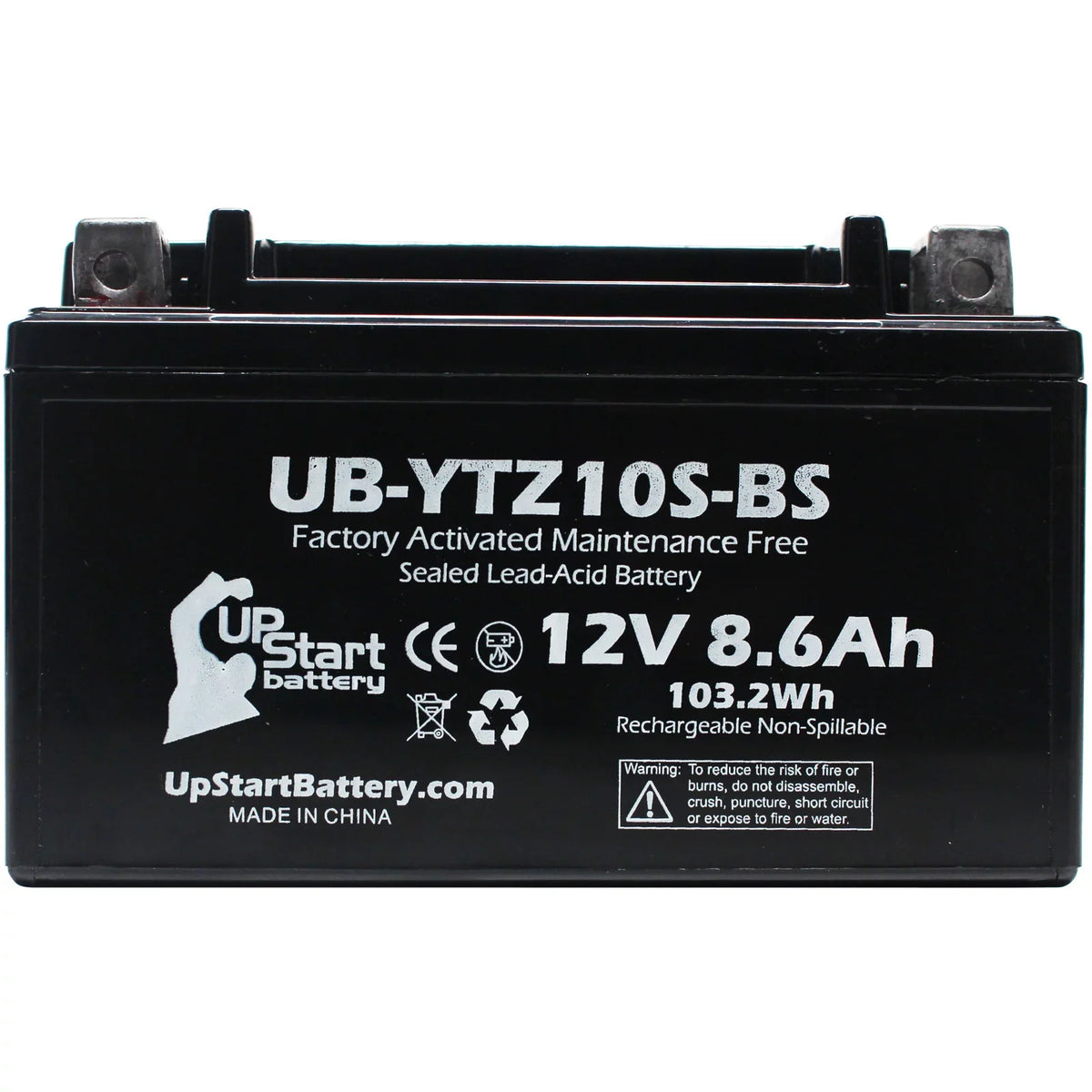 4-Pack UpStart Battery Replacement for 2011 Yamaha -R1 1000CC Factory Activated, Maintenance Free, Motorcycle Battery - 12V, 8.6Ah, -YTZ10S-