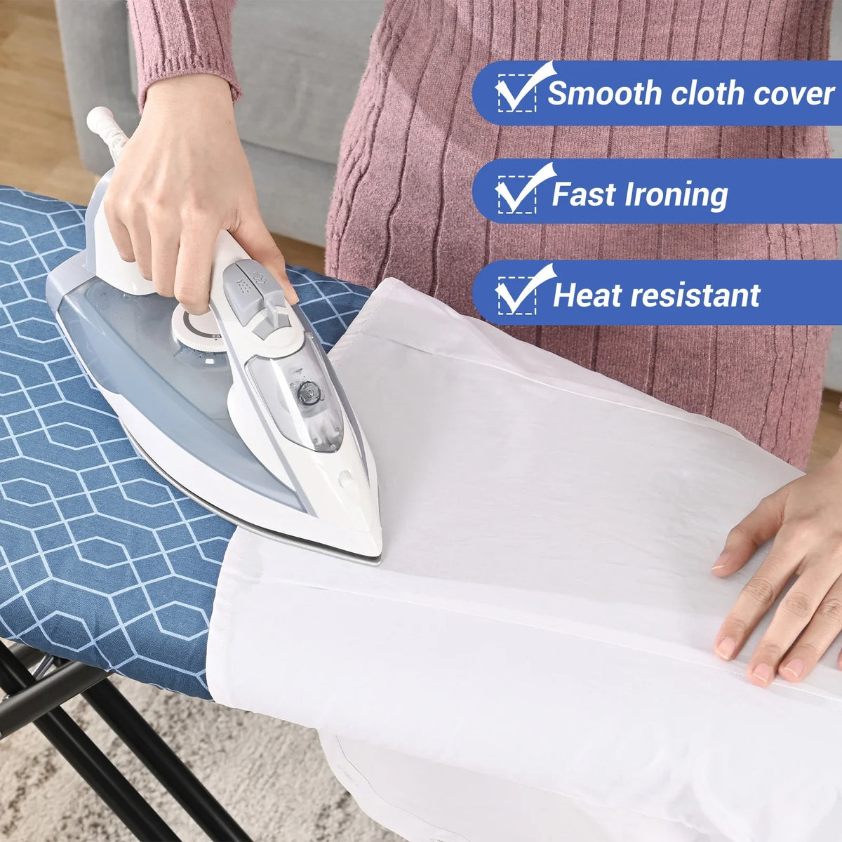 Kingrack Ironing Board,Iron Stand with Iron Rest, 7 Levels Adjustable Height,36"x13"