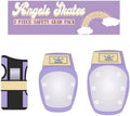 Angels Skates Knee Pads Elbow Pads Wrist Guards - 6-Piece Safety Gear Pack - Protective Gears for Roller Skates  - Kids Youth Adult Women - Purple - Small