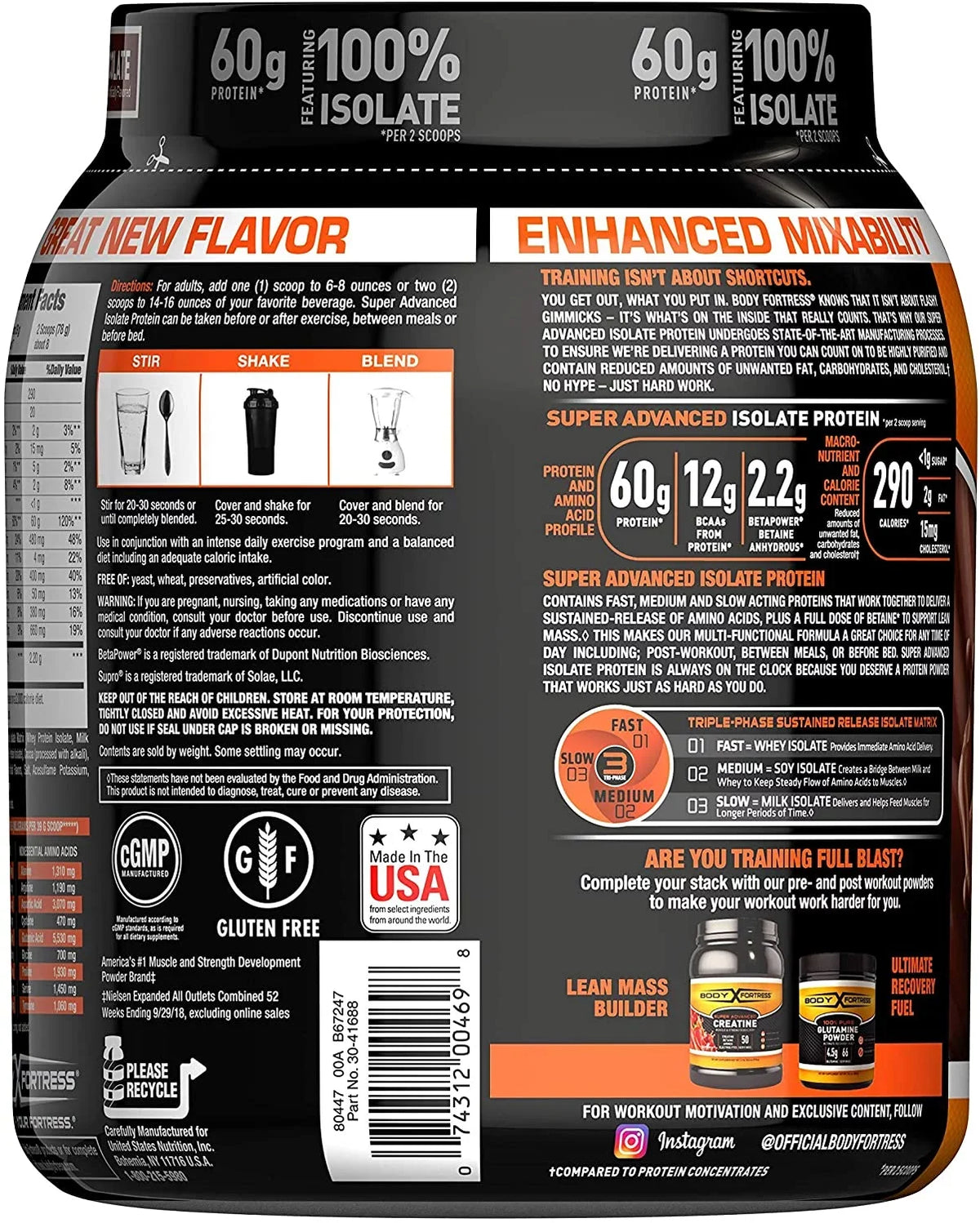 Body Fortress Super Advanced Whey Protein Isolate Powder, Gluten Free, Chocolate, 1.5 lbs (Packaging May Vary)