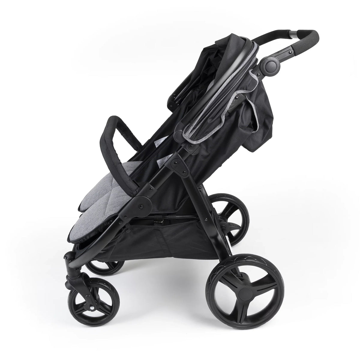 Gaggle Roadster Double Stroller with Expandable Canopy, Black/Gray