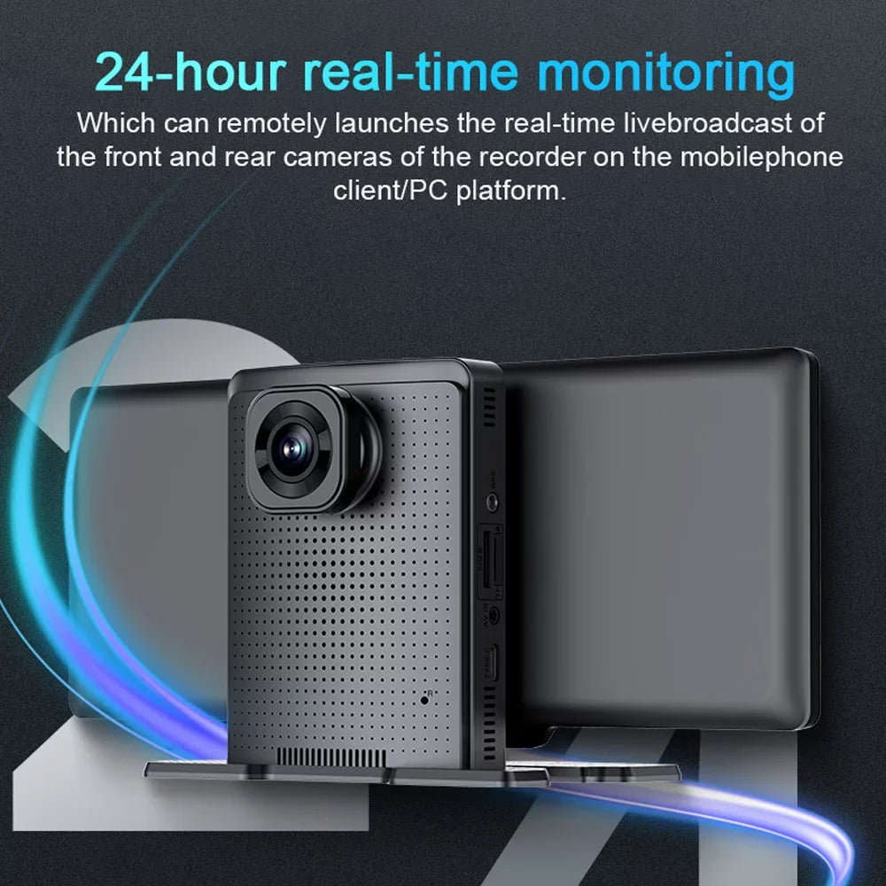 Gecheer Multi-language Dual Lens Car Video Recorder Auto Dash Cam Car  Recorder Night Viewing 10.26in  170 Degree Wide Angle Car Global Positioning System Navigation
