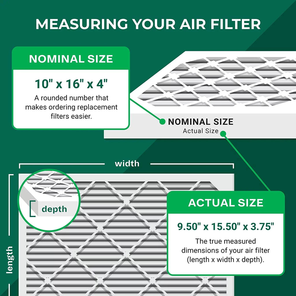 Filterbuy 10x16x4  8 Pleated   Furnace Air Filters (6-Pack)