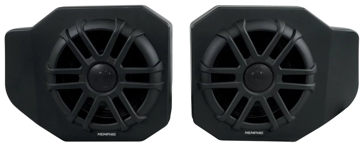 Pair Memphis Audio RNGR65FE Pods+ Tower Speakers+Amp For 2018+ Polaris Ranger