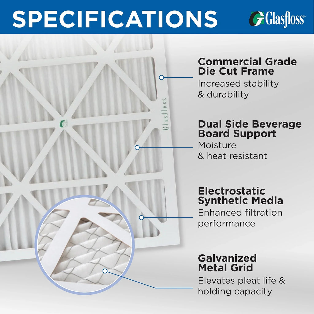 2 Pack of 12x24x4  11 Pleated 4" Inch Air Filters by Glasfloss. Actual Size: 11-3/8 x 23-3/8 x 3-3/4