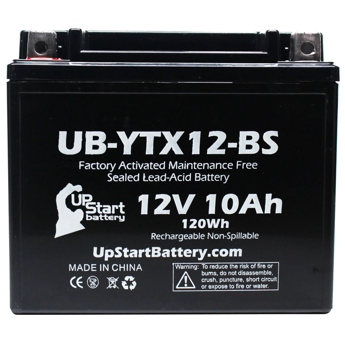 UpStart Battery Replacement 2003 Suzuki -R1000 1000  Factory Activated, Maintenance Free, Motorcycle Battery - 12V, 10Ah, -YTX12-