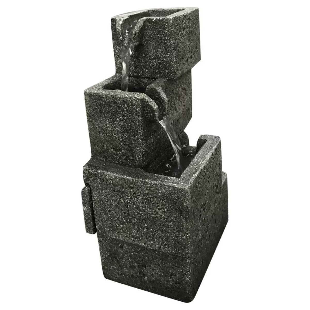 Hi-Line Gifts 11"  Lighted Concrete Crates Water Tabletop Fountain