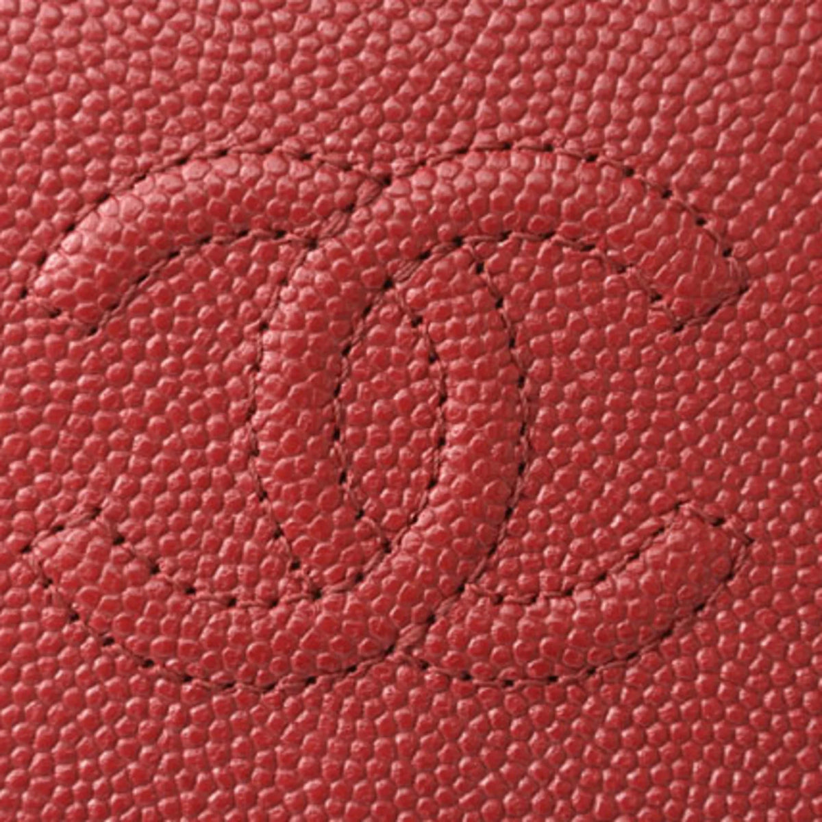 Pre-Owned Chanel wallet  here mark caviar skin dark red (Like New)