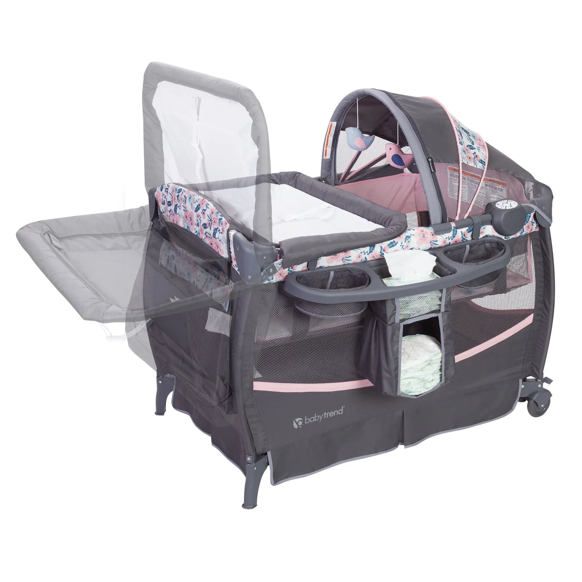 Baby Trend Deluxe  Nursery Center Playard with Travel Bag – Bluebell Pink
