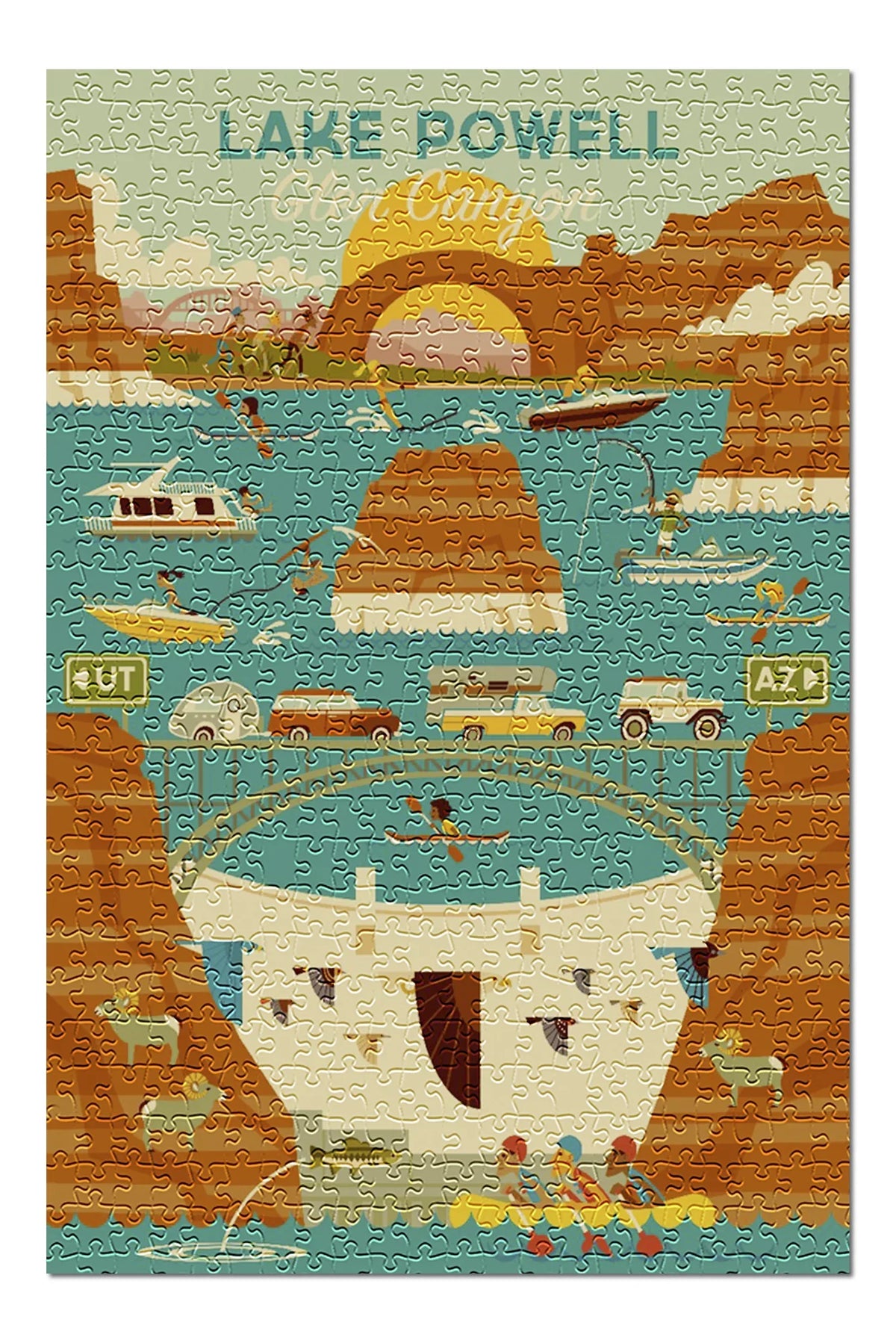Lake Powell, Arizona, Glen Canyon Dam, Geometric (19x27 inches, Premium 500 Piece Jigsaw Puzzle for Adults and Family, Made in )