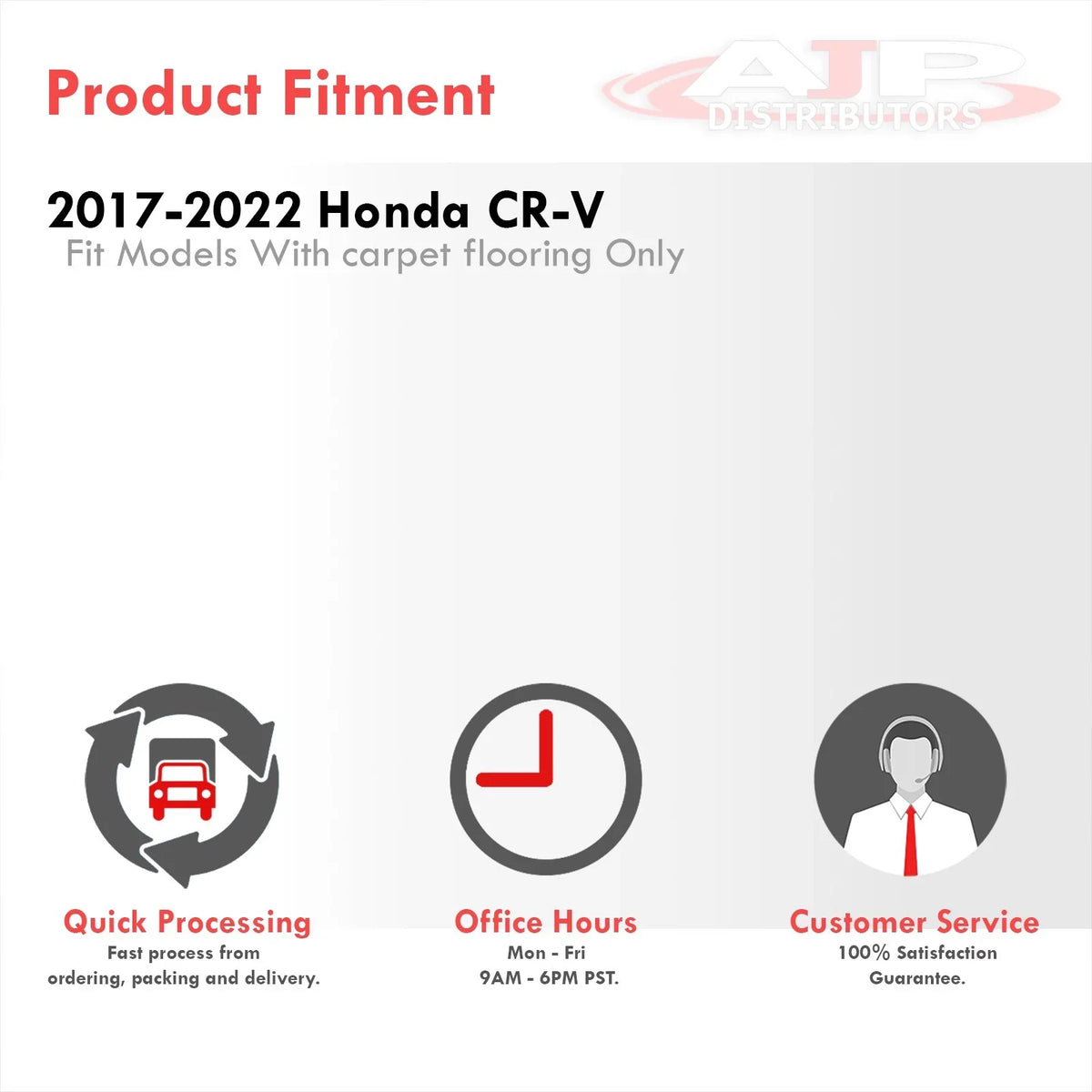 Distributors 3-Piece All Weather Season Proof Guard  Rubber Floor Mats Liner Front Rear Set Compatible/Replacement For Honda -V     2017 2018 2019 2020 2021 2022 17 18 19 20 21 22