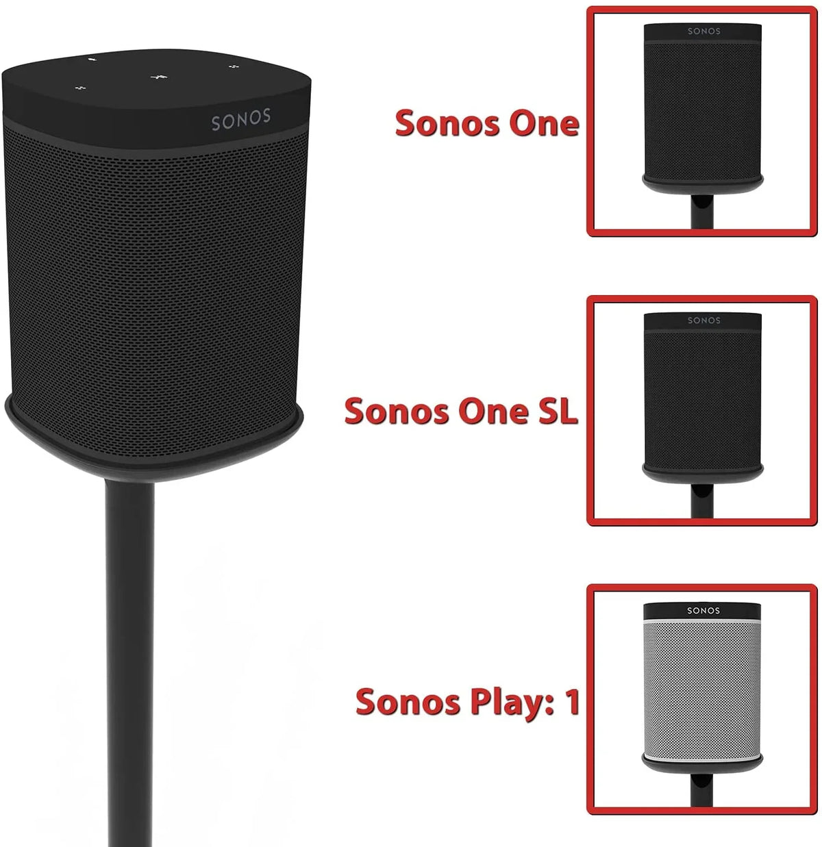 Eximus Fixed Height Speaker Floor Stand for Sonos One and Sonos One  and Sonos Play:1 - Cable Management Built In -