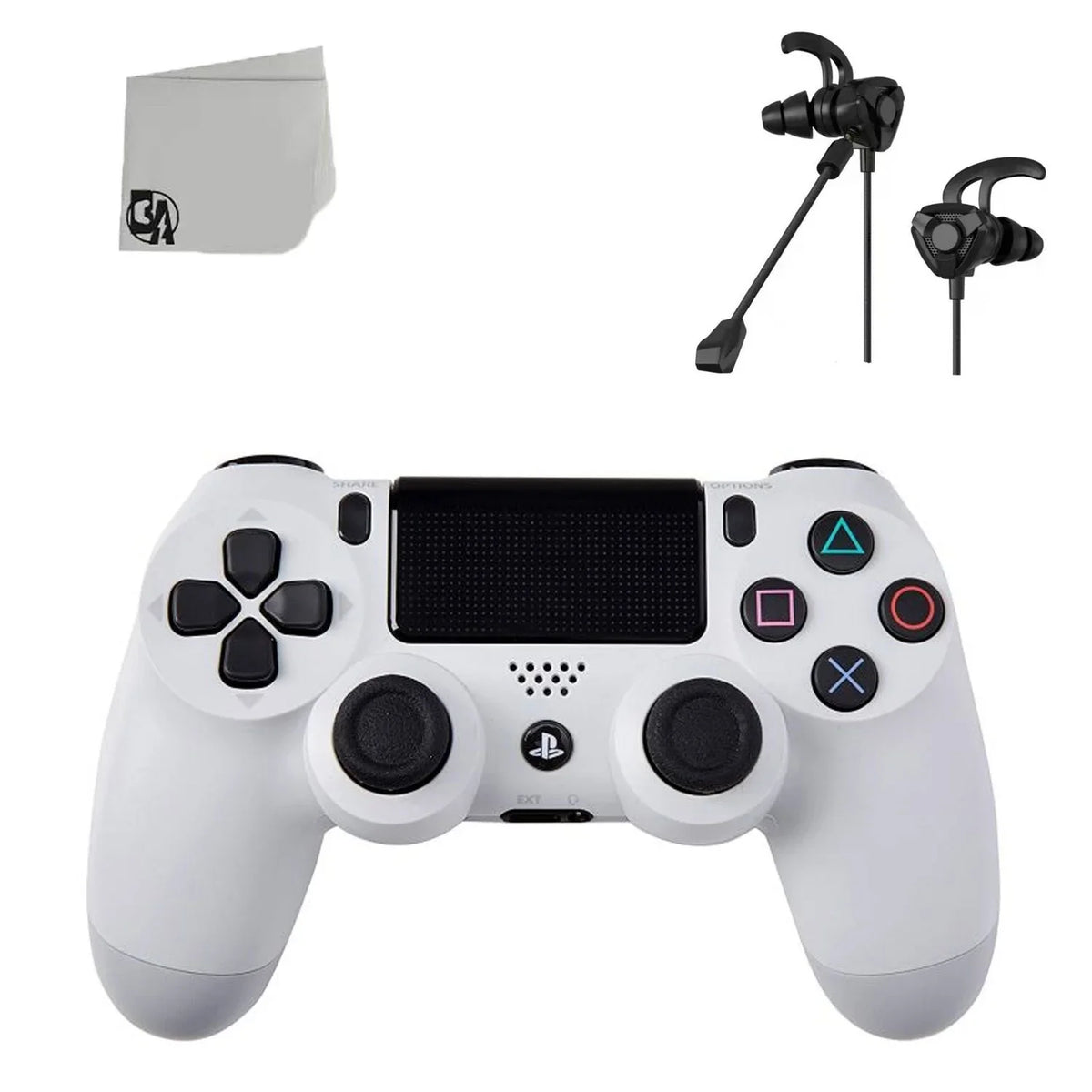 PS4 DualShock Wireless Controller Bundle - White - With Earbuds Like New with