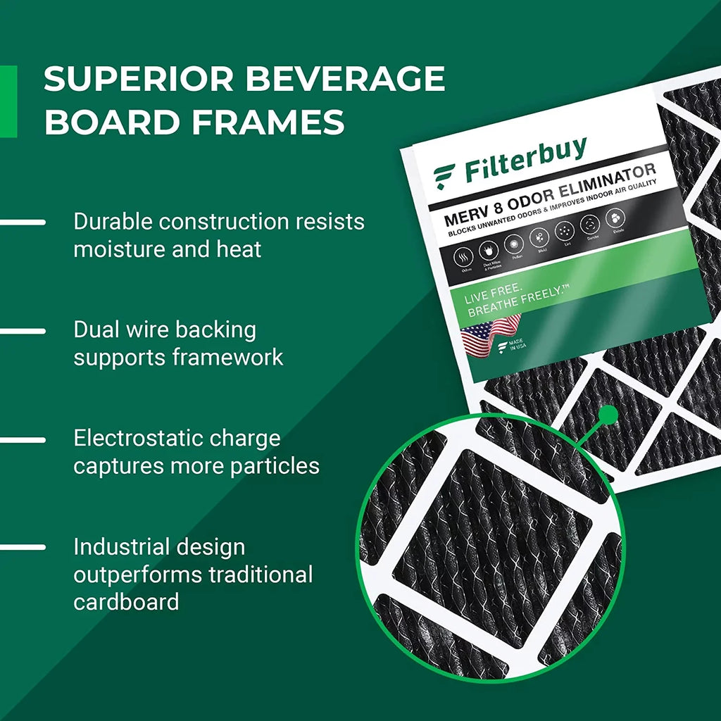 Filterbuy 14x20x1  8 Odor Eliminator Pleated   Furnace Air Filters with Activated Carbon (1-Pack)