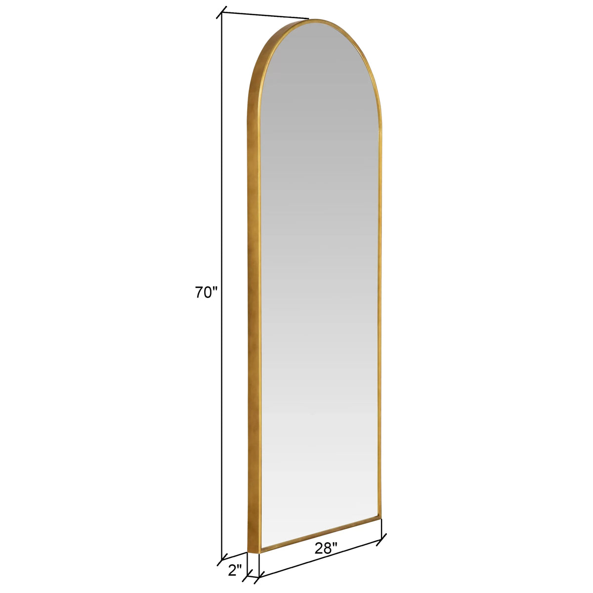 Nadia Arch Gold Metal 70"x28" Modern Glam Floor Mirror