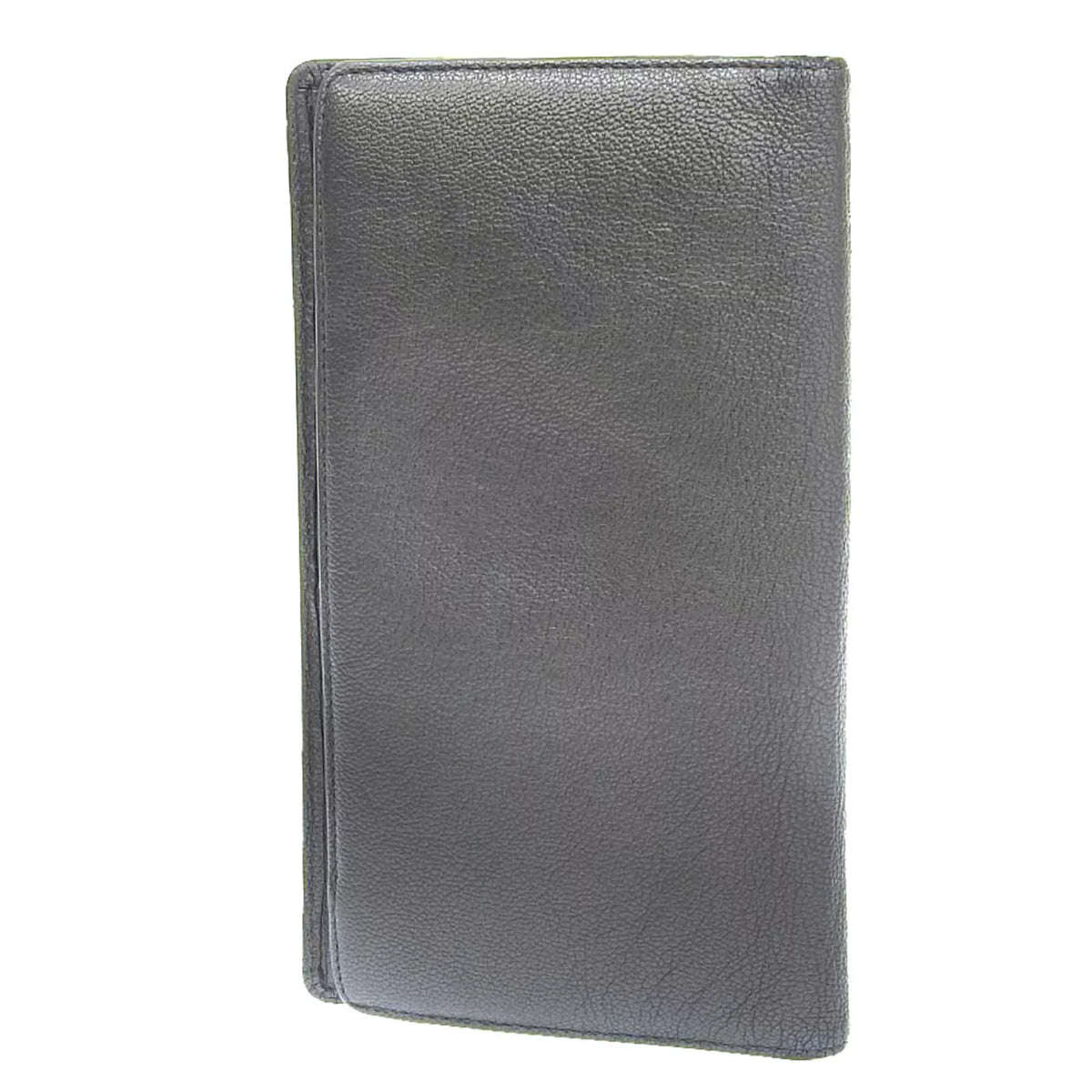 Pre-Owned Chanel  here mark bi-fold long wallet metallic lambskin gray No. 11 with seal (Fair)