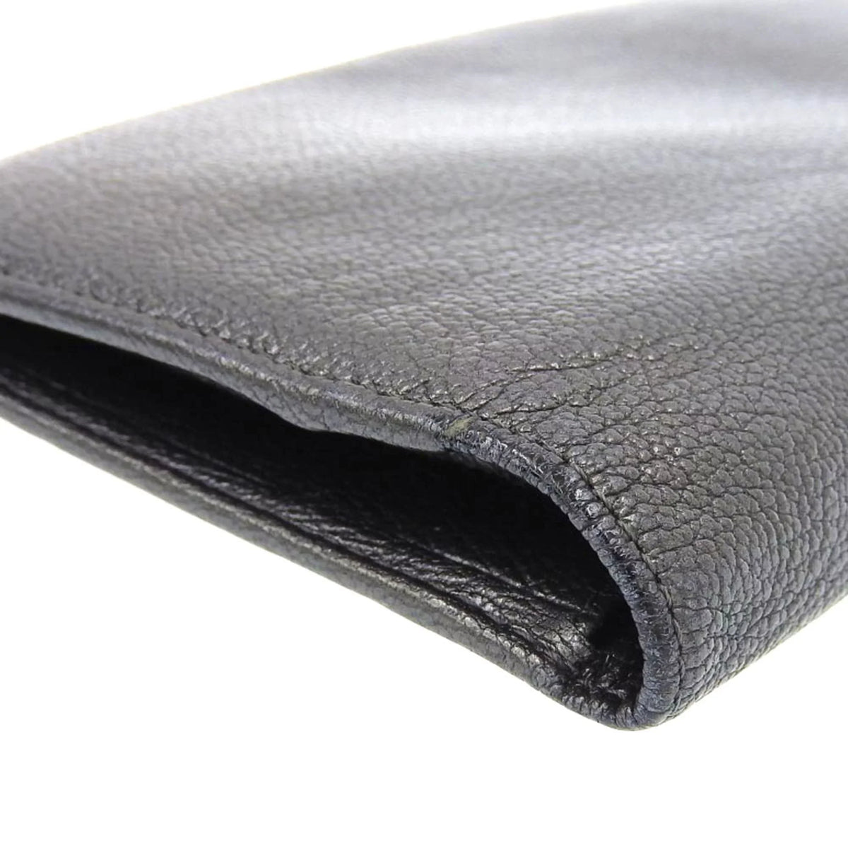 Pre-Owned Chanel  here mark bi-fold long wallet metallic lambskin gray No. 11 with seal (Fair)