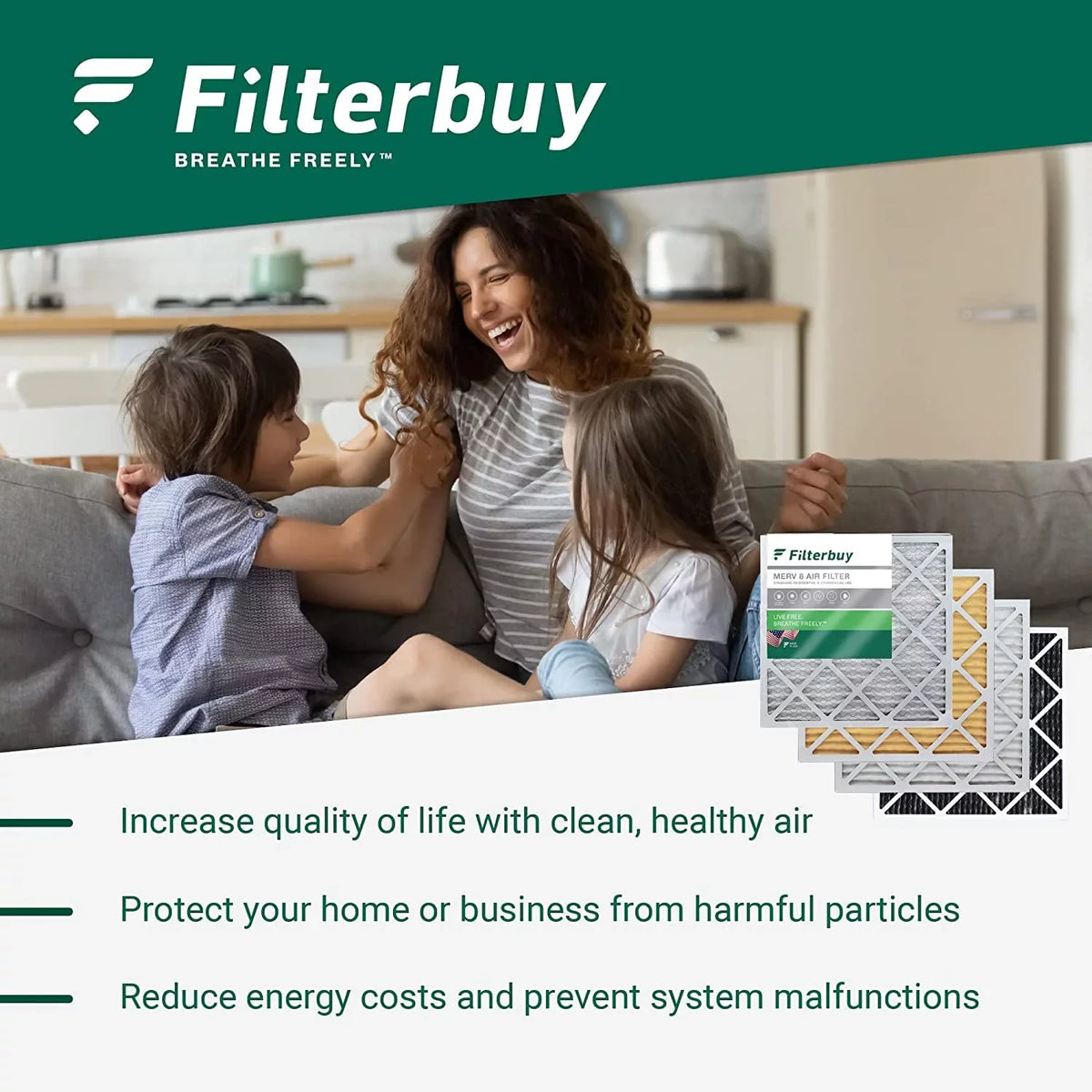 Filterbuy 14x20x1  8 Odor Eliminator Pleated   Furnace Air Filters with Activated Carbon (3-Pack)