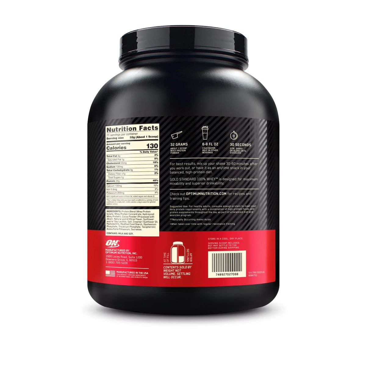Optimum Nutrition, Gold Standard 100% Whey Protein Powder, Chocolate Coconut, 5 lb, 71 Servings
