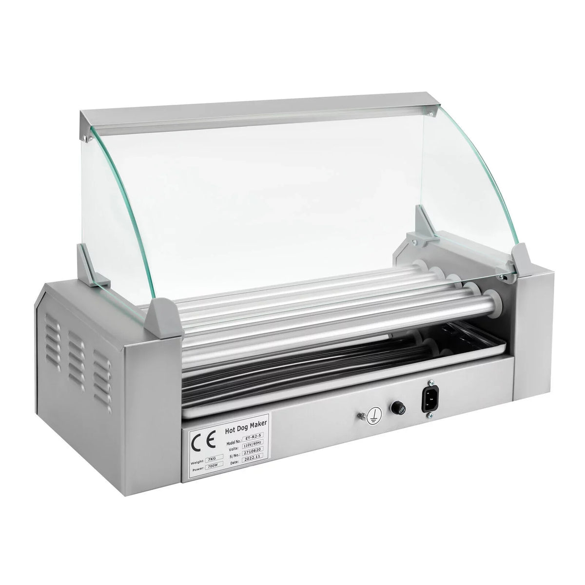 110V Sausage Grilling Machine Set 12-Hot Dog Holds 0-250℃ W/5 Stainless Rollers