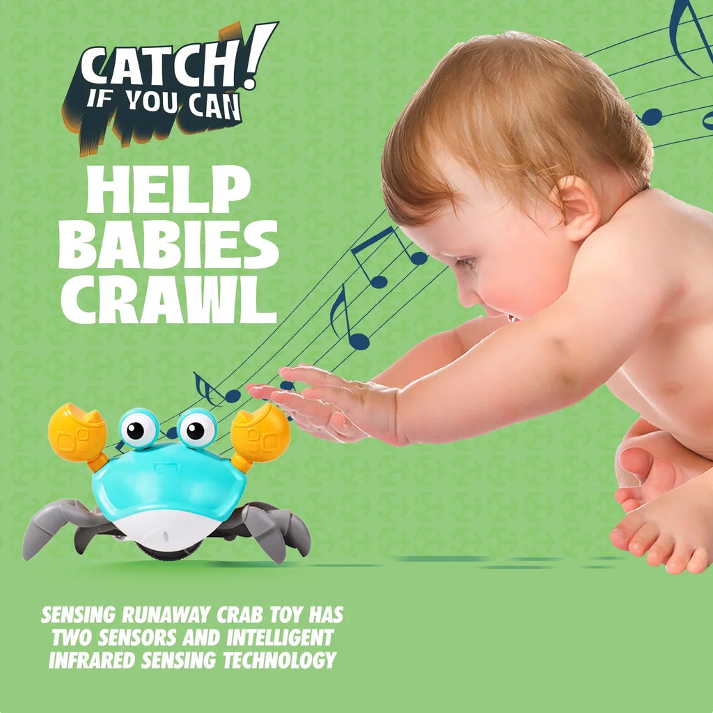 Nikias Baby Toys Infant Colorful Crawling Crab For 3 4 5 6 7 8 9 10 11 12 Kids And 36 Months Old Toddlers Learning Crawl & Walking - Ideal Birthday & Christmas Gift