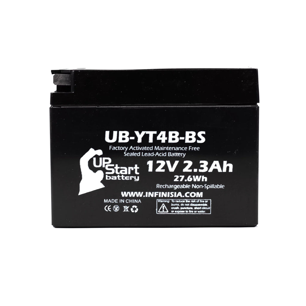 5-Pack UpStart Battery Replacement for 2005 Yamaha SR400 400CC Factory Activated, Maintenance Free, Motorcycle Battery - 12V, 2.3Ah, -YT4B-