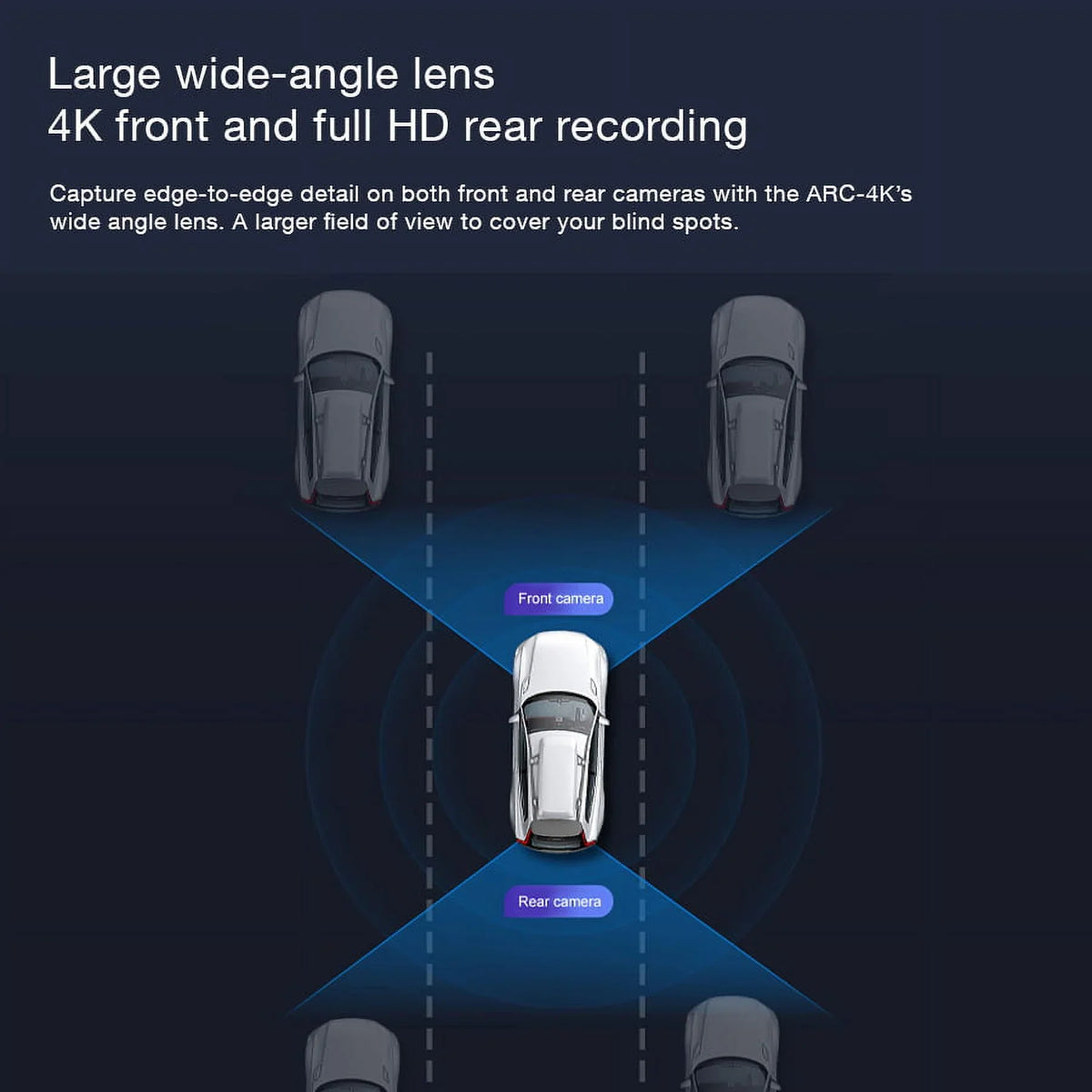 Arc4K 10" Rear-View Mirror Camera, Dual-Channel Front and Rear, Touchscreen, Parking Mode, Seamless Magnetic Mount Design