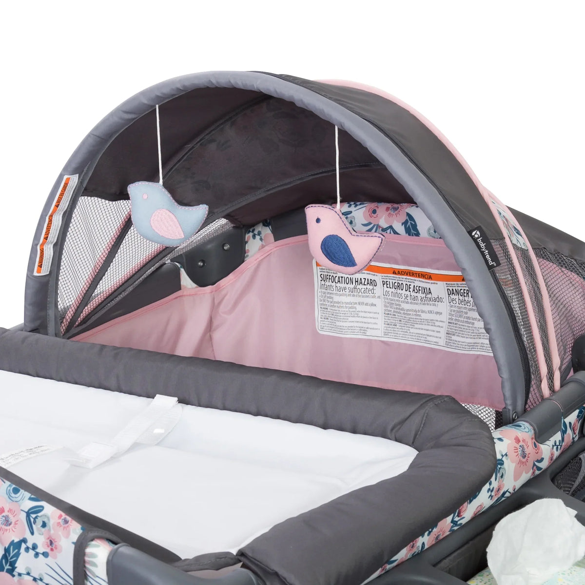 Baby Trend Deluxe  Nursery Center Playard with Travel Bag – Bluebell Pink