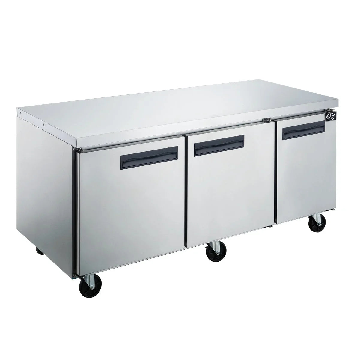 72 in. Three Door Undercounter Commercial Stainless Steel Refrigerator 18.96 cu. ft.